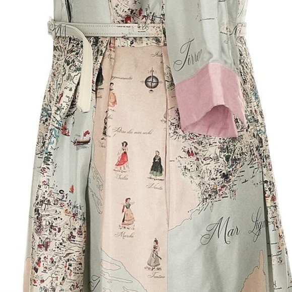 Rani Arabella Italian Map Silk Print Dress - Picture 9 of 11